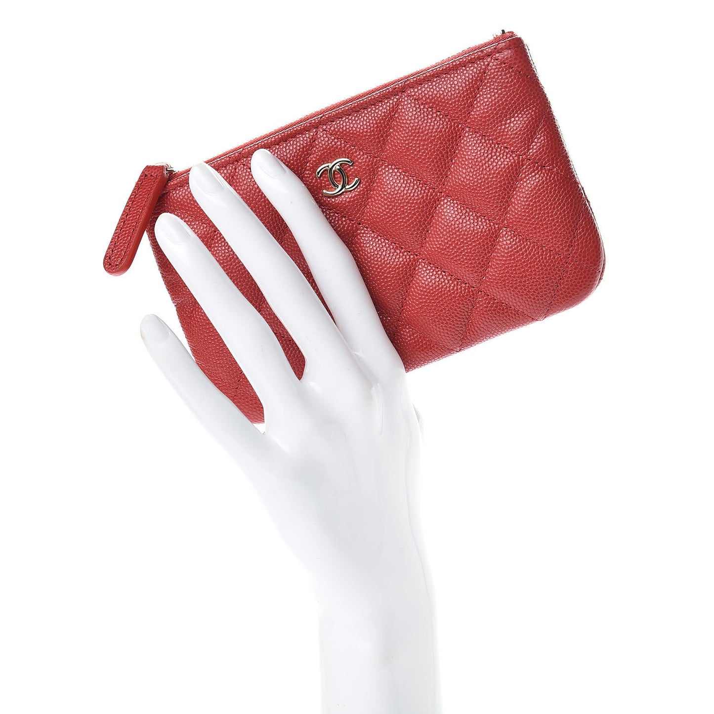 Caviar Quilted Small Cosmetic Case Red