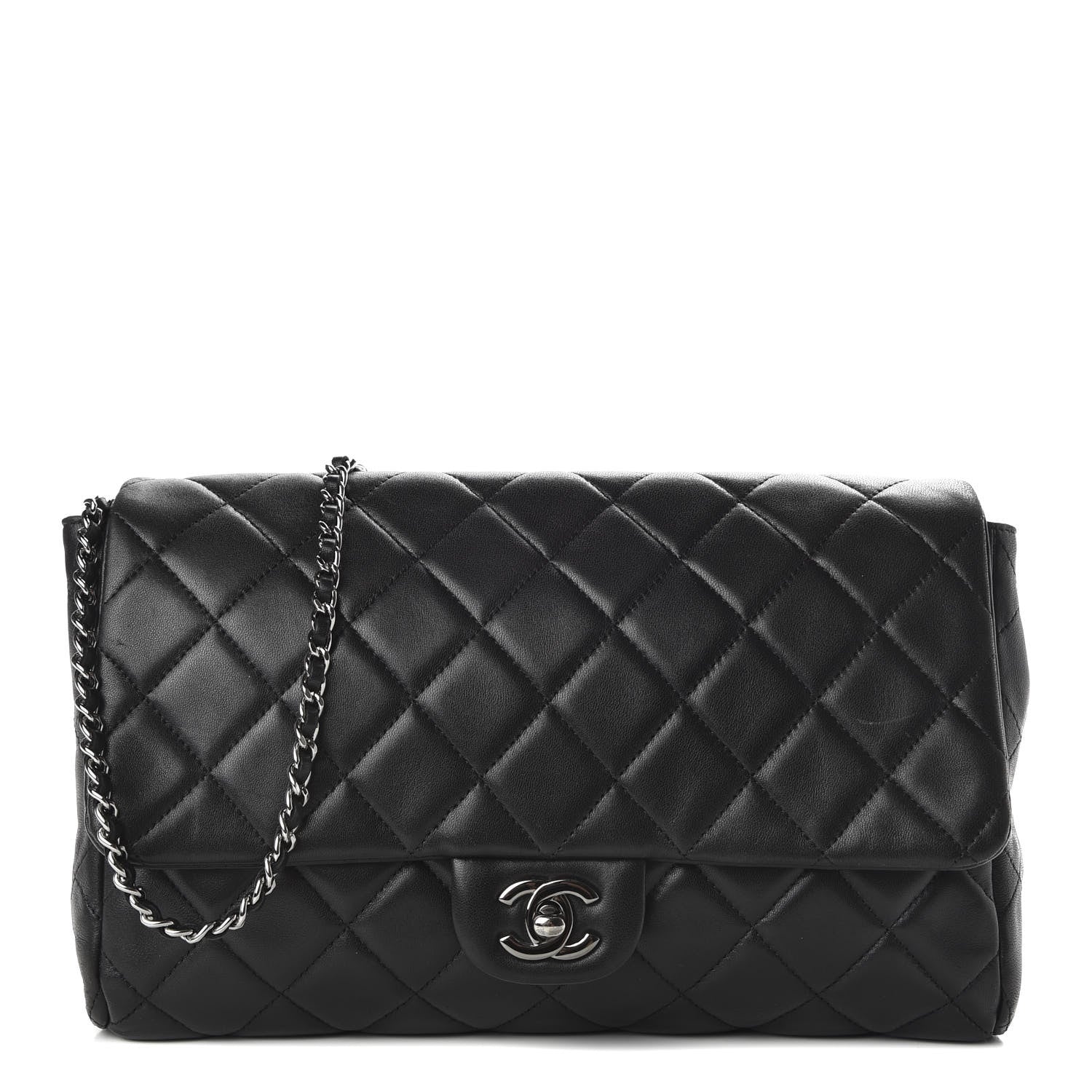 Chanel Lambskin Quilted Clutch With Chain Flap Black 1 of 12