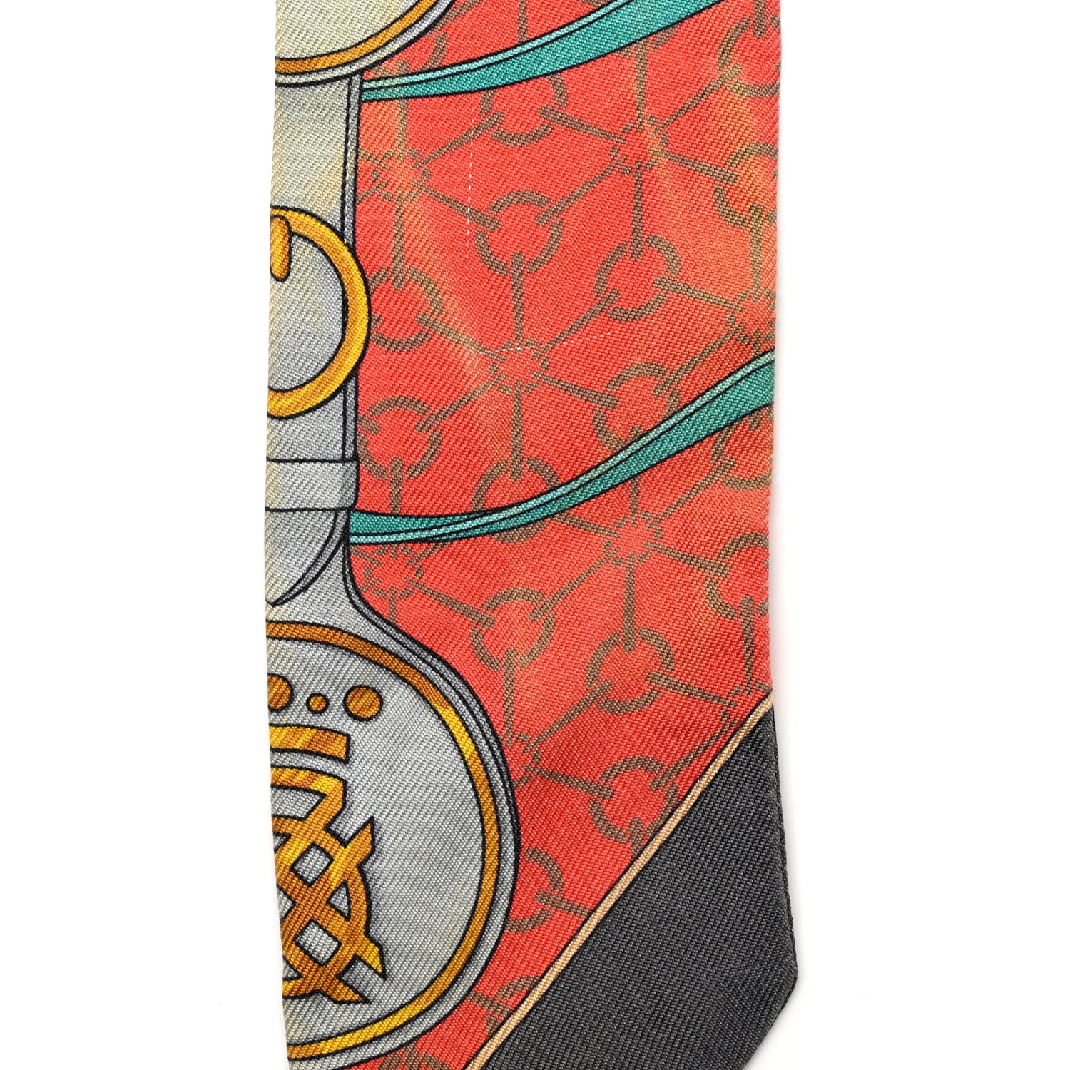 Hermes Silk La Promenade Du Matin Twilly Orange Jaune Black 9 of 12