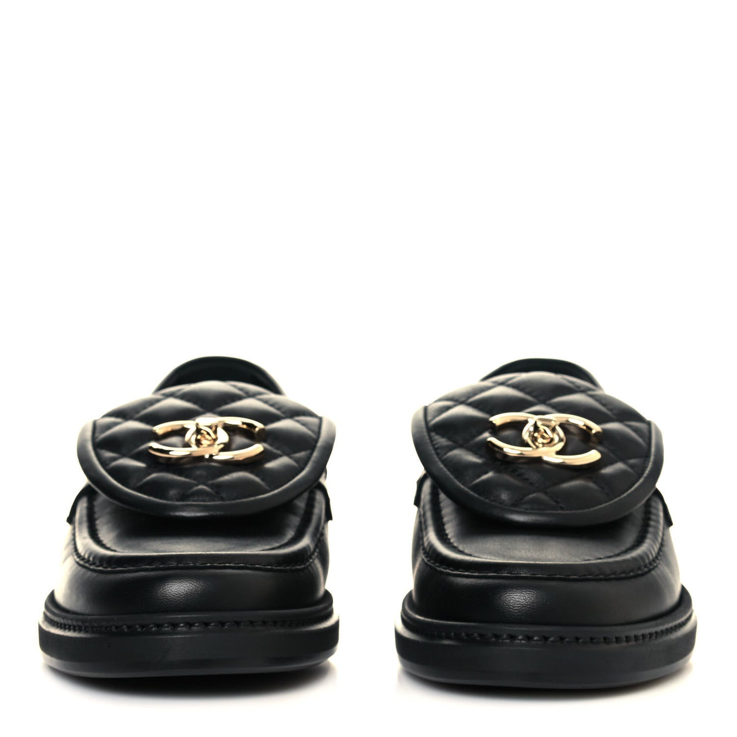 Lambskin Quilted CC Turnlock Loafers 36.5 Black