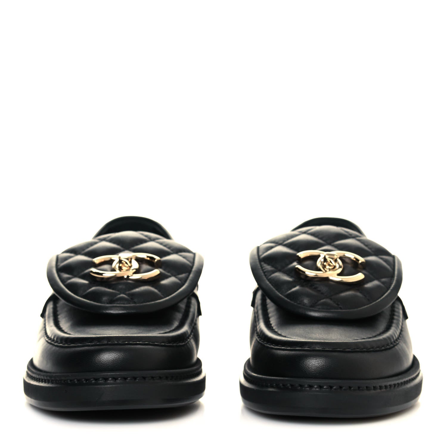 Chanel Lambskin Quilted CC Turnlock Loafers 36.5 Black 2 of 8