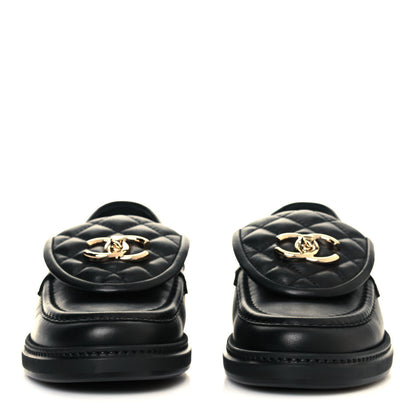 Chanel Lambskin Quilted CC Turnlock Loafers 36.5 Black 2 of 8