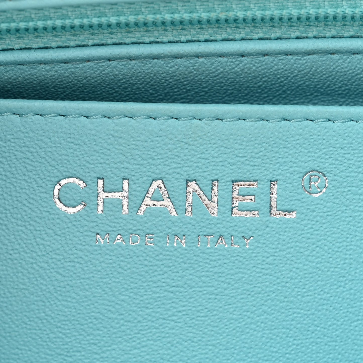 Lambskin Quilted Mini Rectangular Flap Light Blue