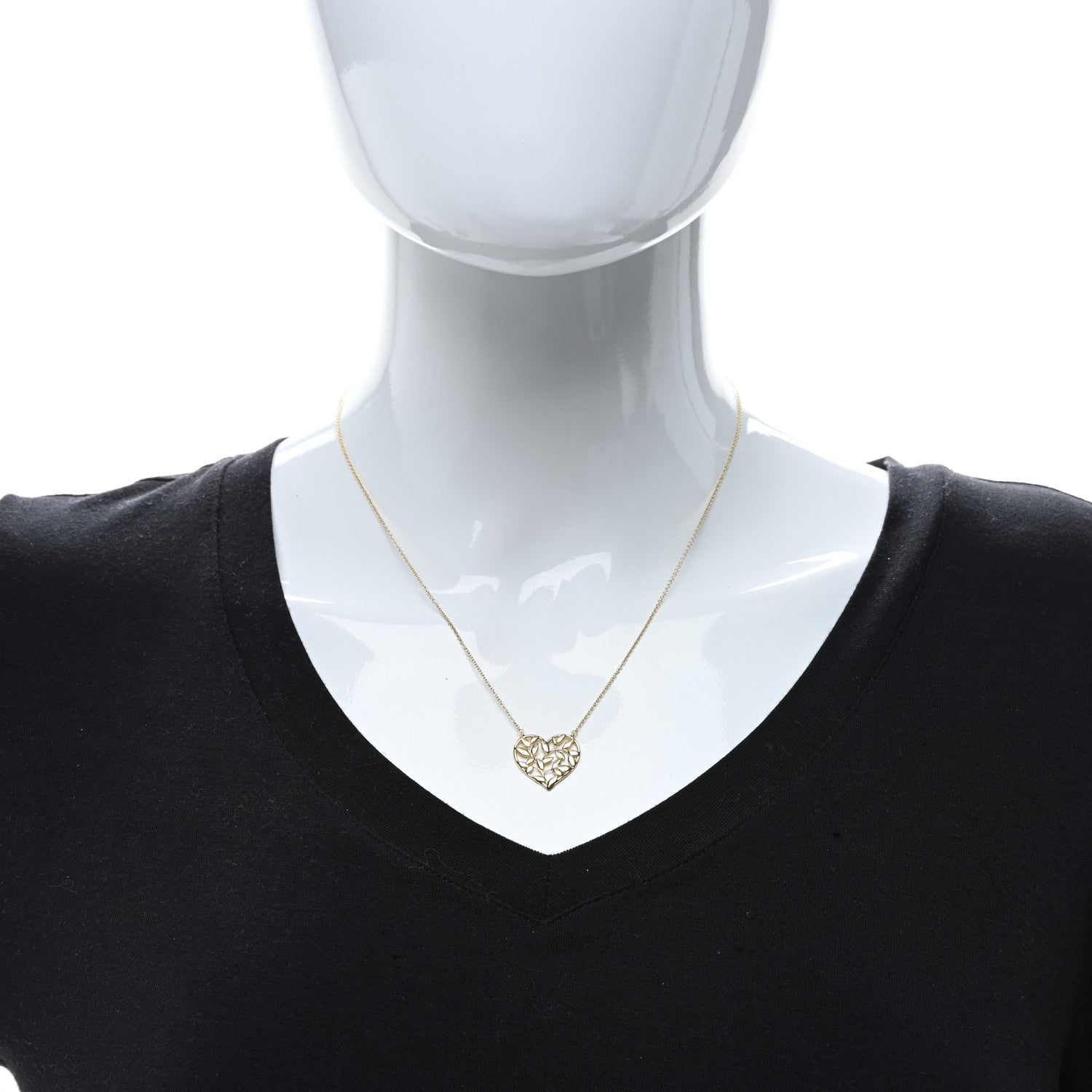 Tiffany 18K Yellow Gold Paloma Picasso Olive Leaf Heart Pendant Necklace 3 of 4