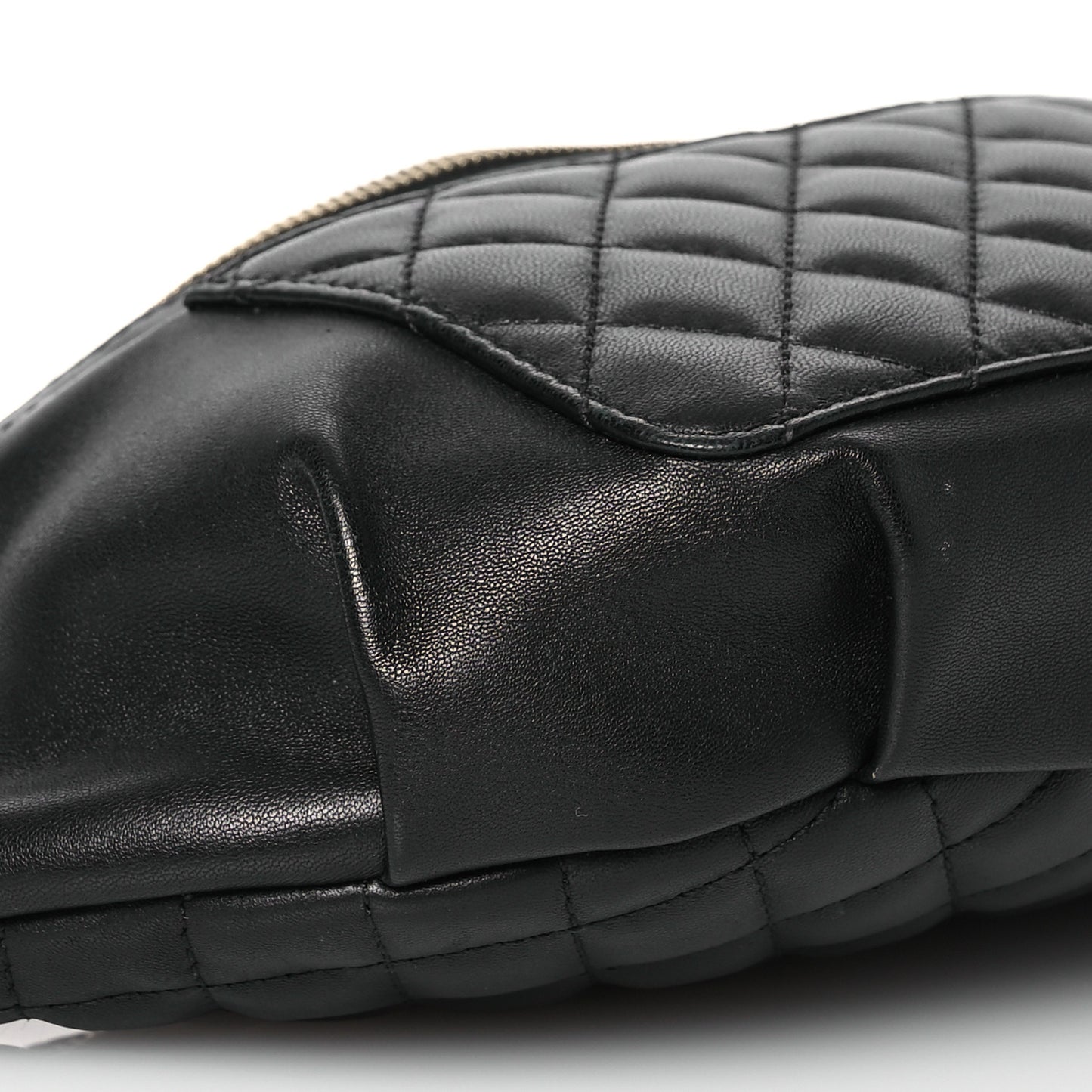 Lambskin Quilted Waist Bag Fanny Pack Black