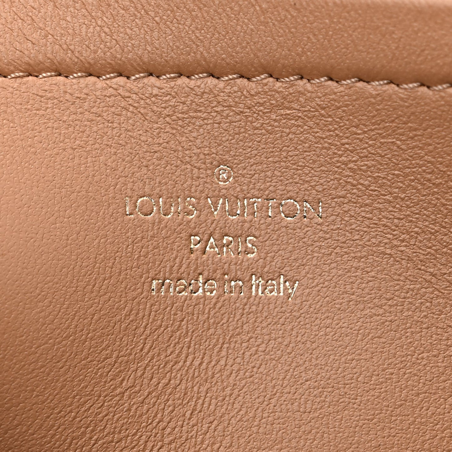 Lambskin Embossed Monogram Pochette Coussin Camel