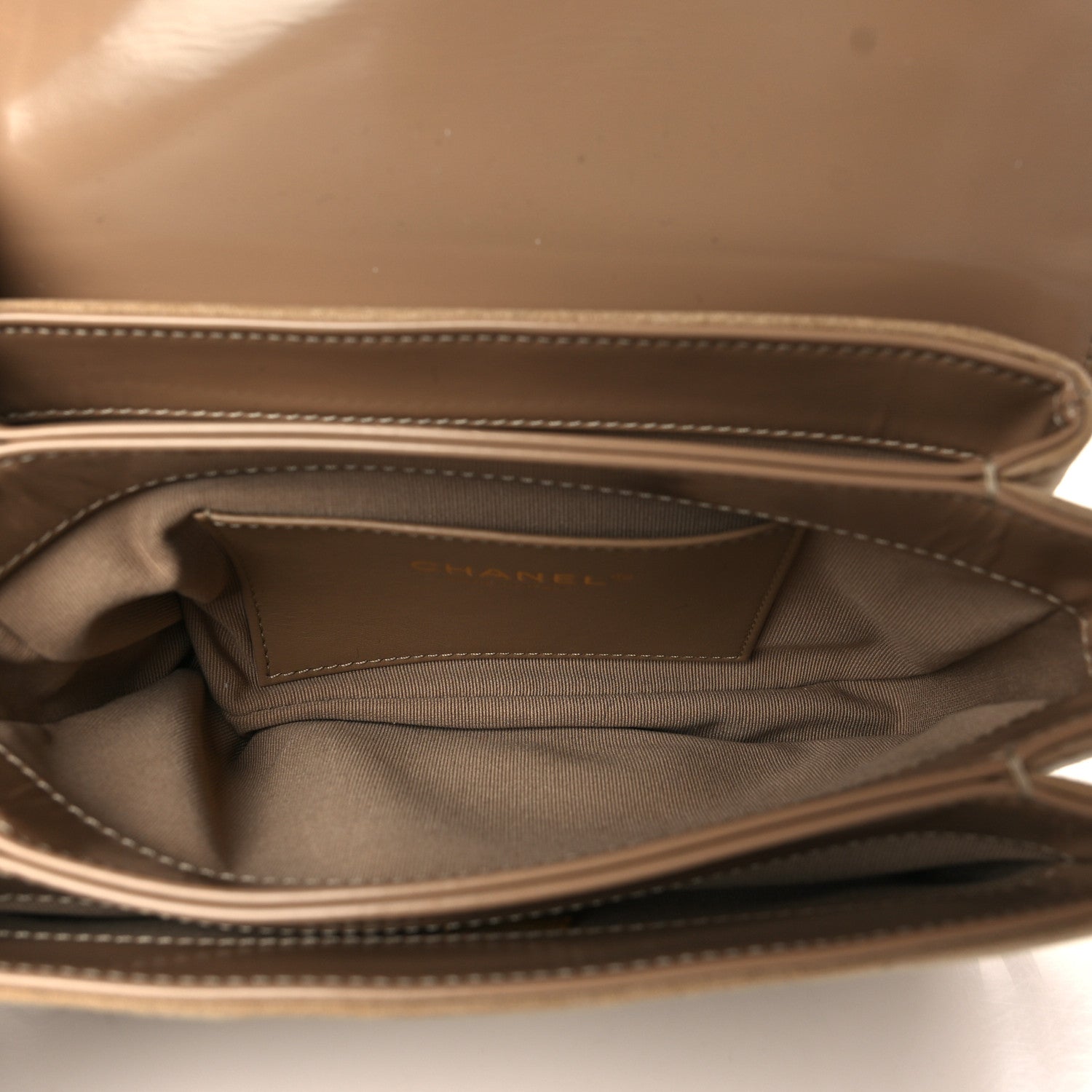 Chanel Shiny Calfskin Quilted Suede Goatskin Messenger Beige 4 of 9