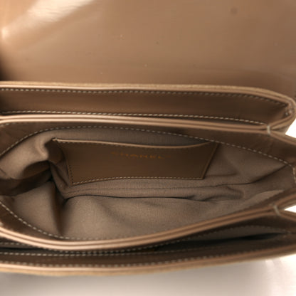 Chanel Shiny Calfskin Quilted Suede Goatskin Messenger Beige 4 of 9