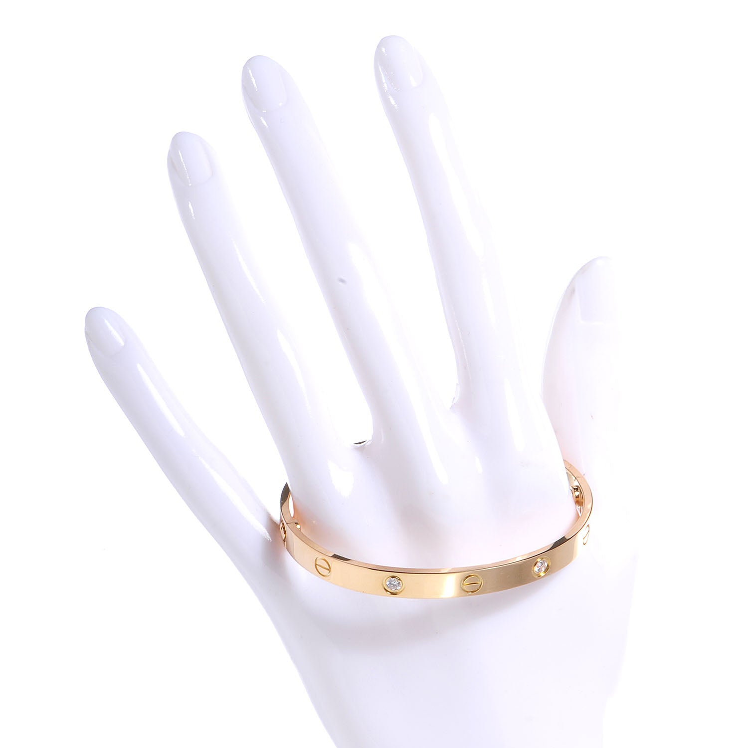Cartier 18K Yellow Gold 4 Diamond LOVE Bracelet 18 2 of 5