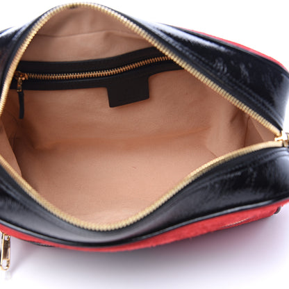 Gucci Suede Patent Web Small Ophidia Shoulder Bag Hibiscus Red Black 4 of 11