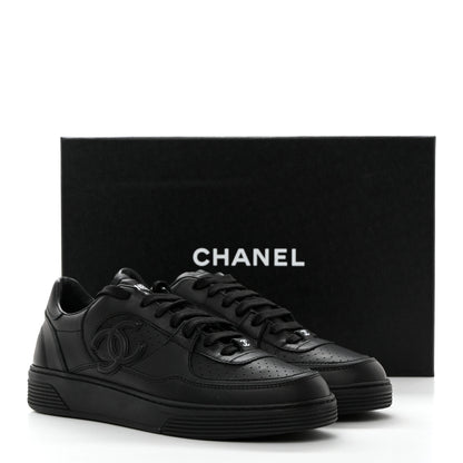 Chanel Calfskin CC Womens Sneakers 38.5 Black 2 of 10