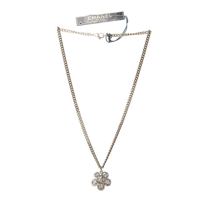 Chanel Crystal CC Flower Pendant Necklace Gold 3 of 7