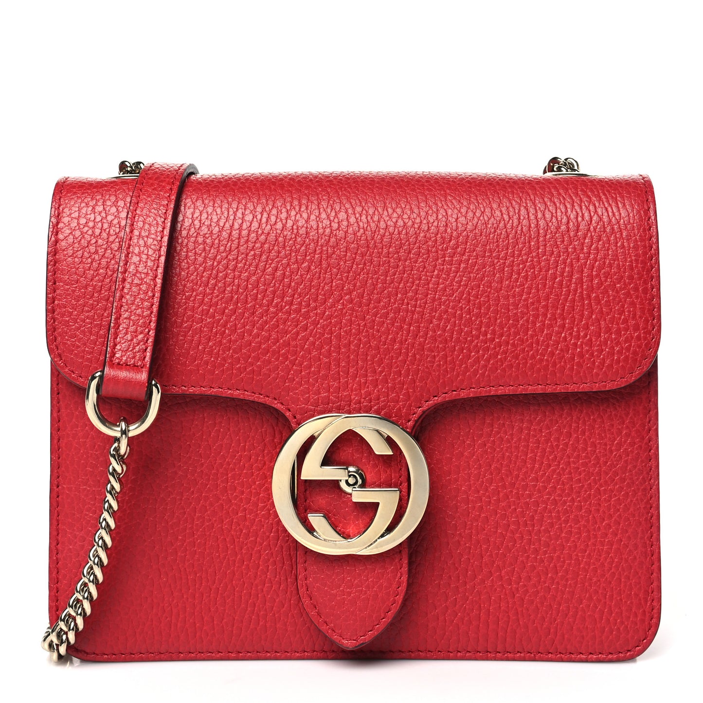 Dollar Calfskin Small Interlocking G Shoulder Bag Red