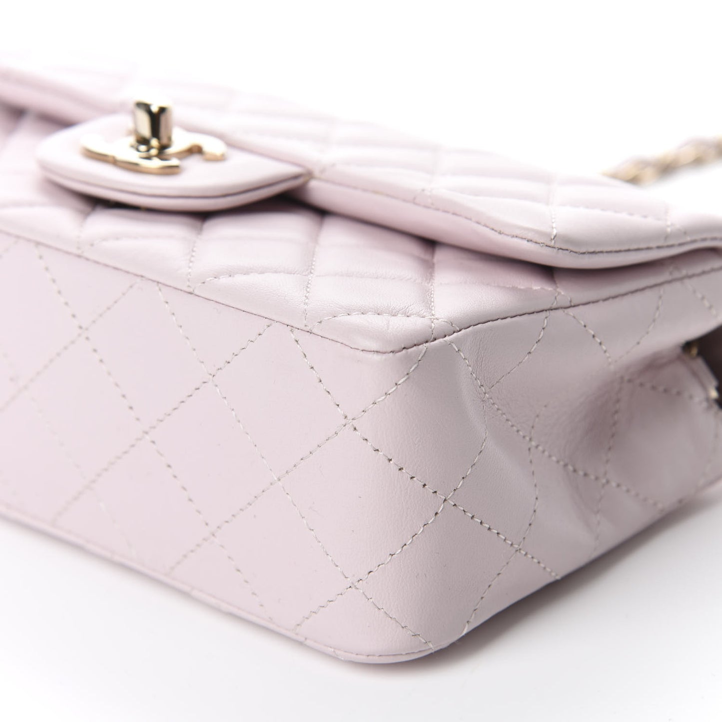 Lambskin Quilted Mini Rectangular Flap Light Pink