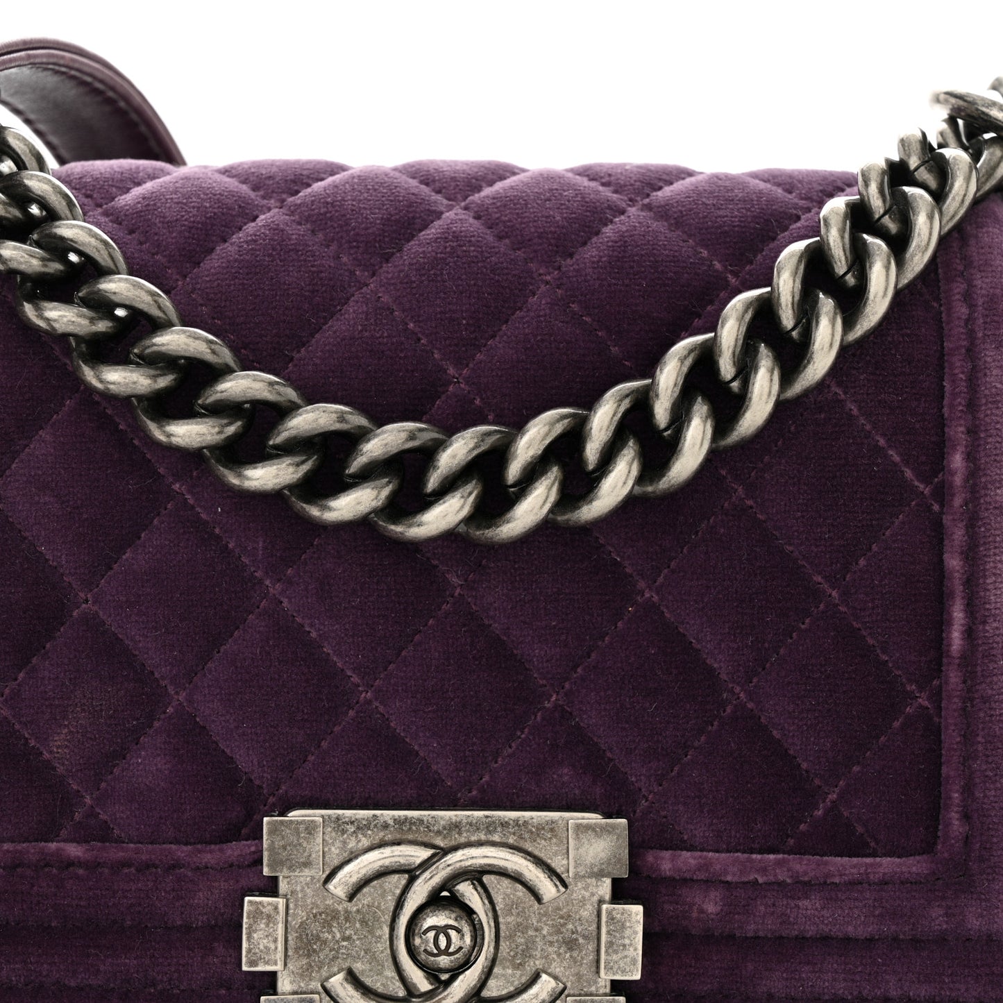 Velvet Quilted Small Boy Flap Purple