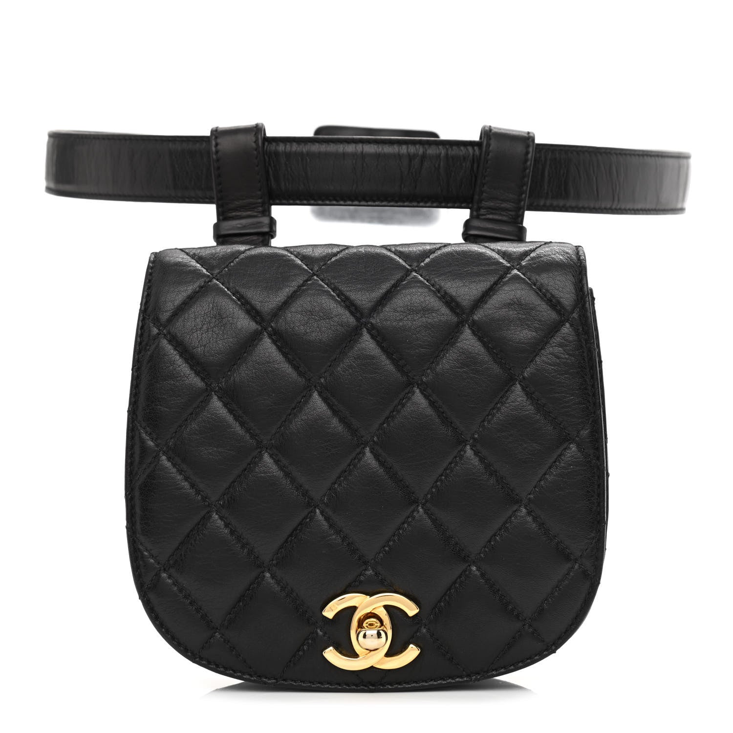 Chanel Lambskin Quilted Flap Waist Belt Bag 75 30 Black 1 of 13