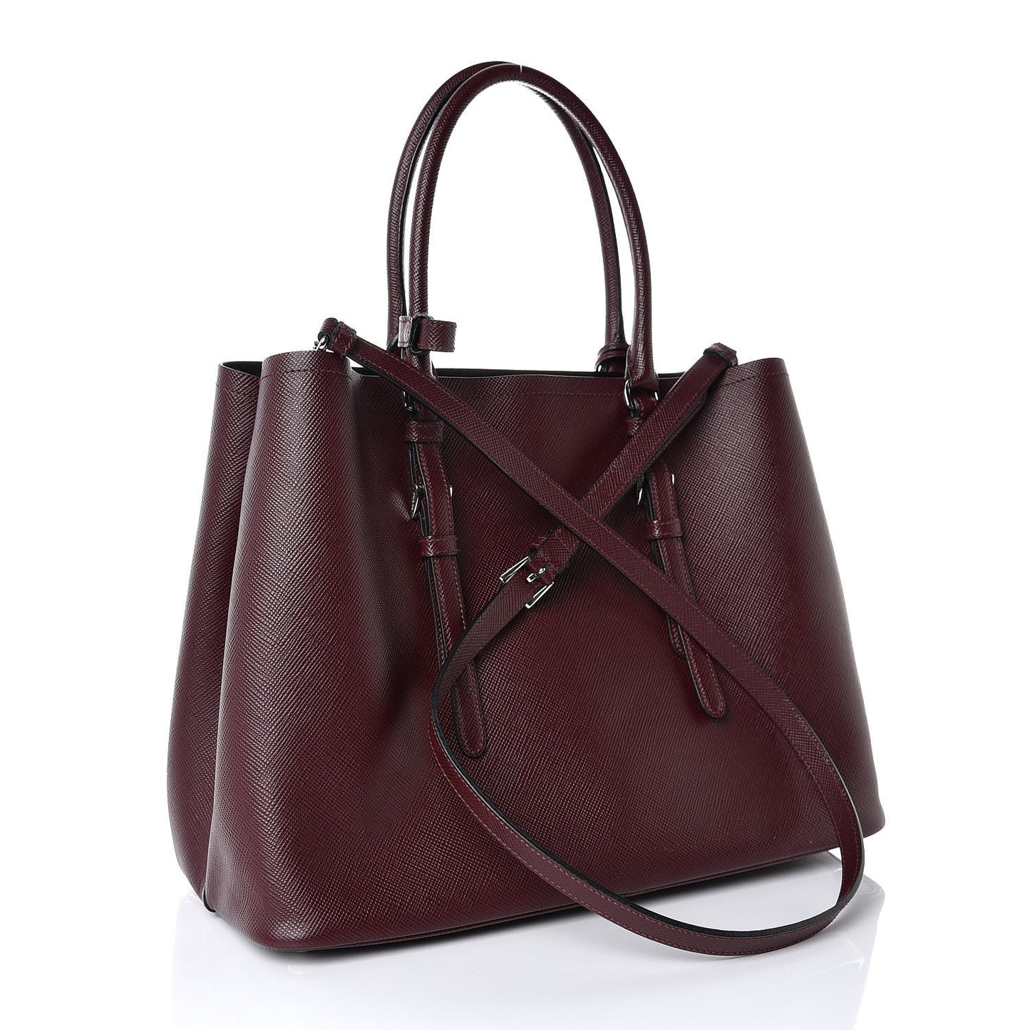 Saffiano Cuir Medium Double Bag Granato