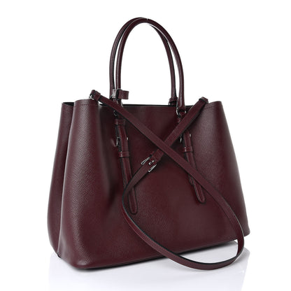Prada Saffiano Cuir Medium Double Bag Granato 3 of 7