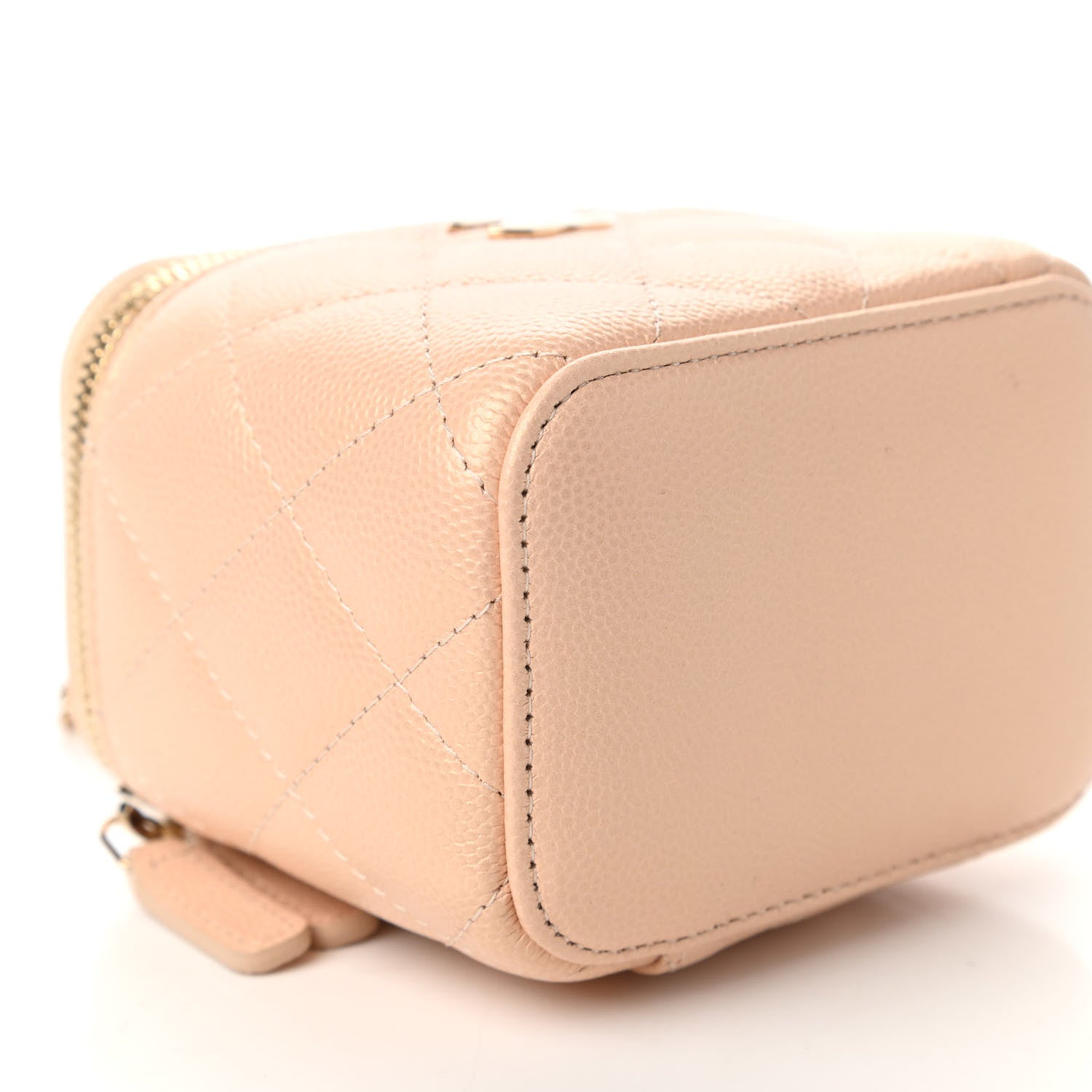 Chanel Iridescent Caviar Quilted Mini Pearl On Top Vanity Case With Chain Beige 6 of 11