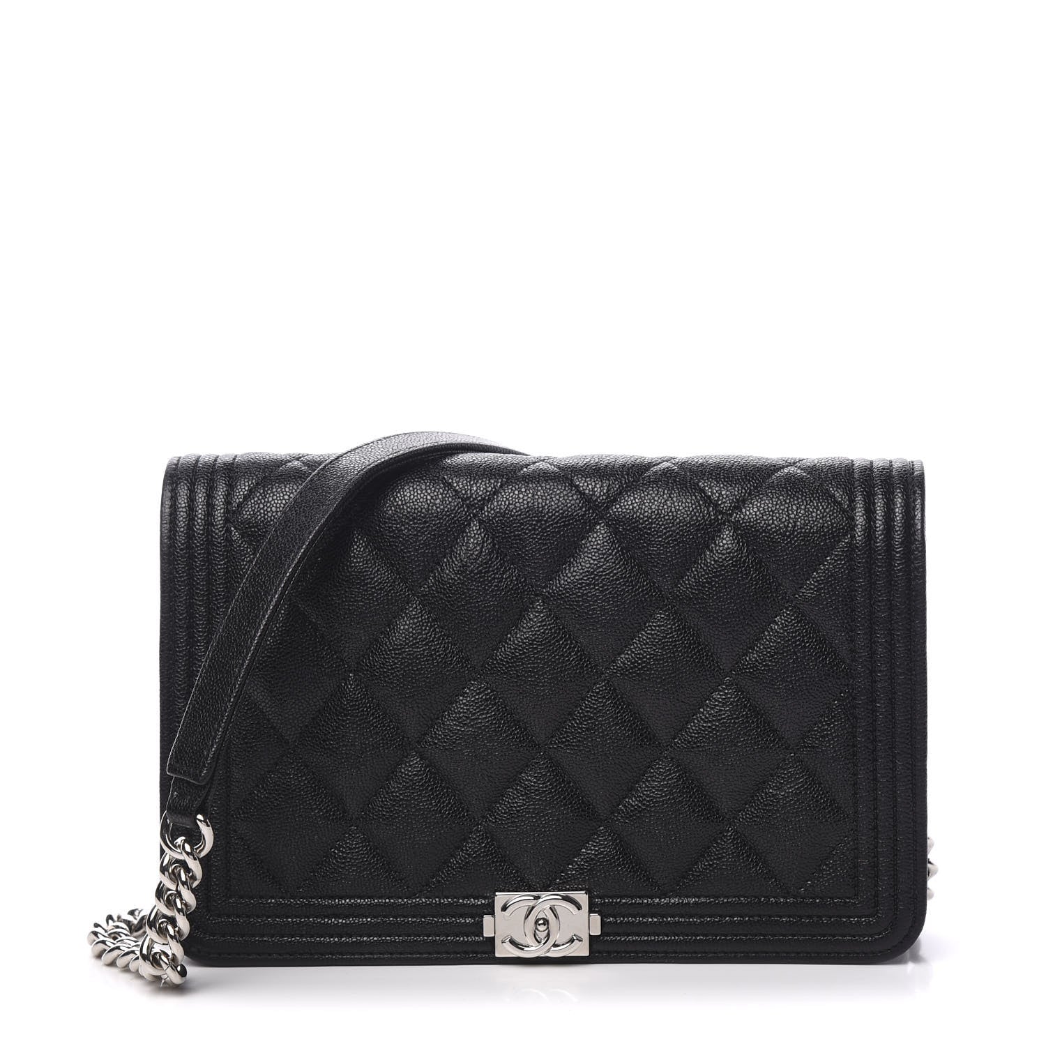 Chanel Caviar Quilted Boy Wallet On Chain WOC Black 1 of 13