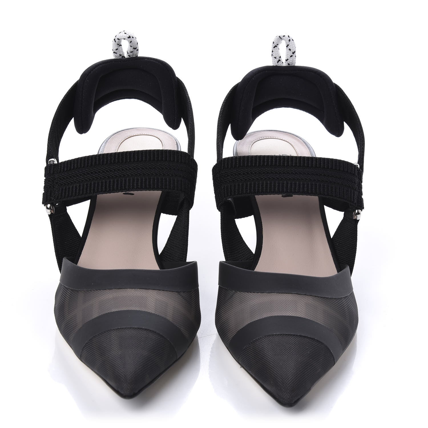 Fendi Technical Mesh FF Colibri 55mm Slingback Pumps 37 Black 2 of 9