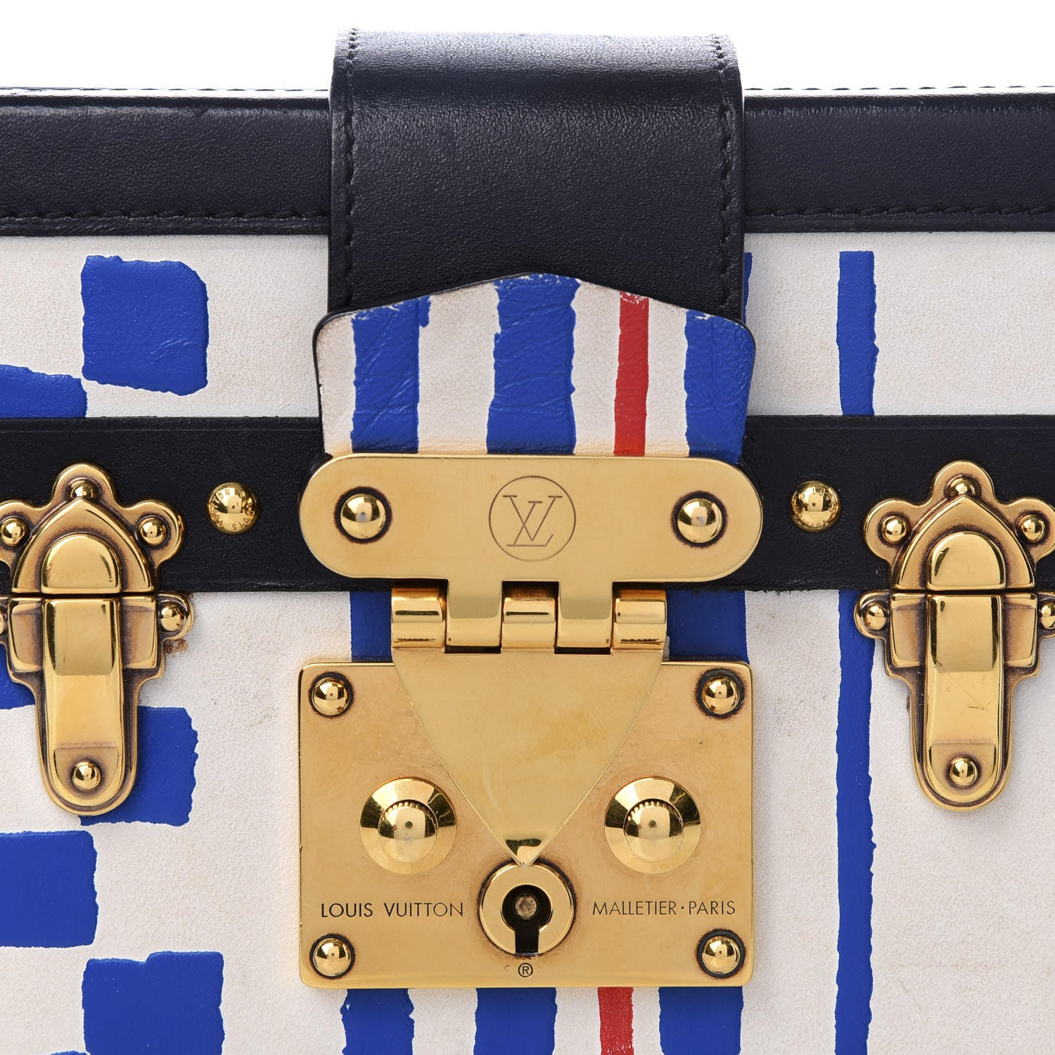 Louis Vuitton Lambskin Grand Prix Petite Malle White Blue 8 of 8