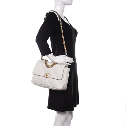 Chanel Goatskin Quilted Large Chanel 19 Flap White 2 of 11