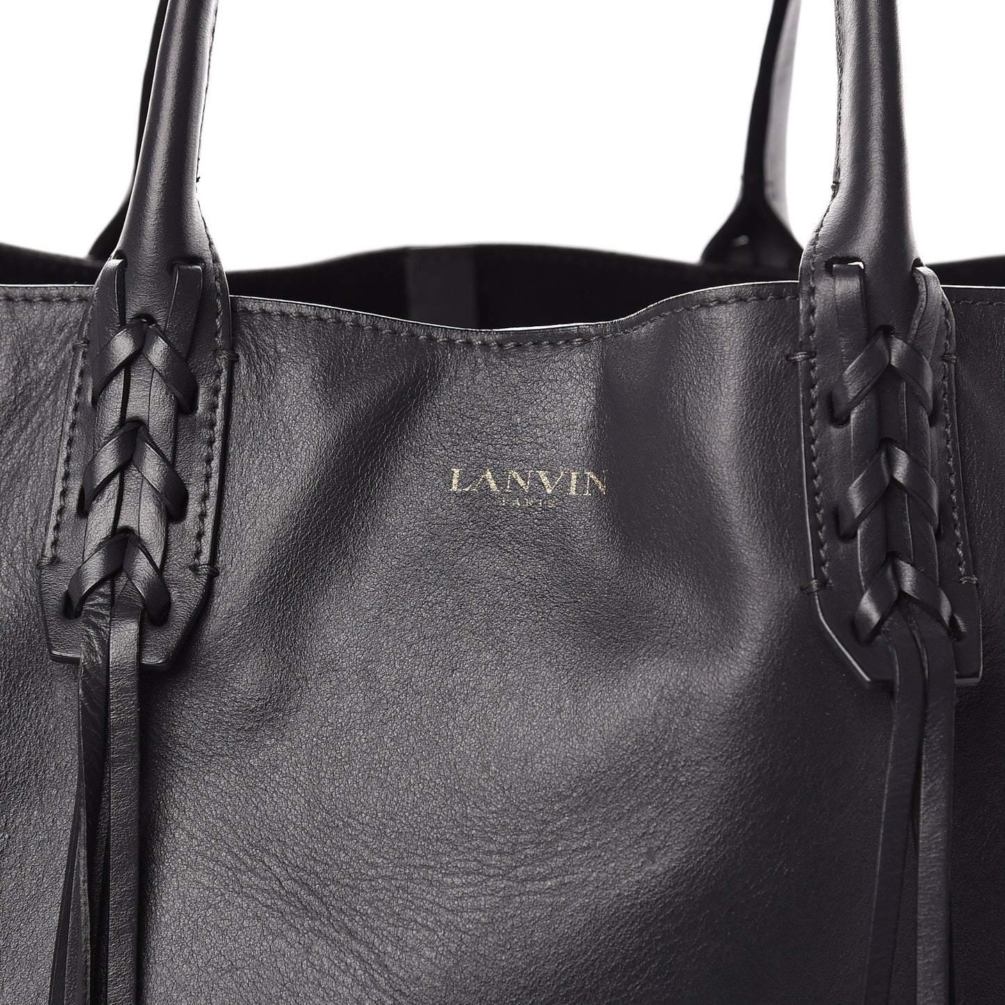 Smooth Calfskin Small Fringe Shopper Tote Grey