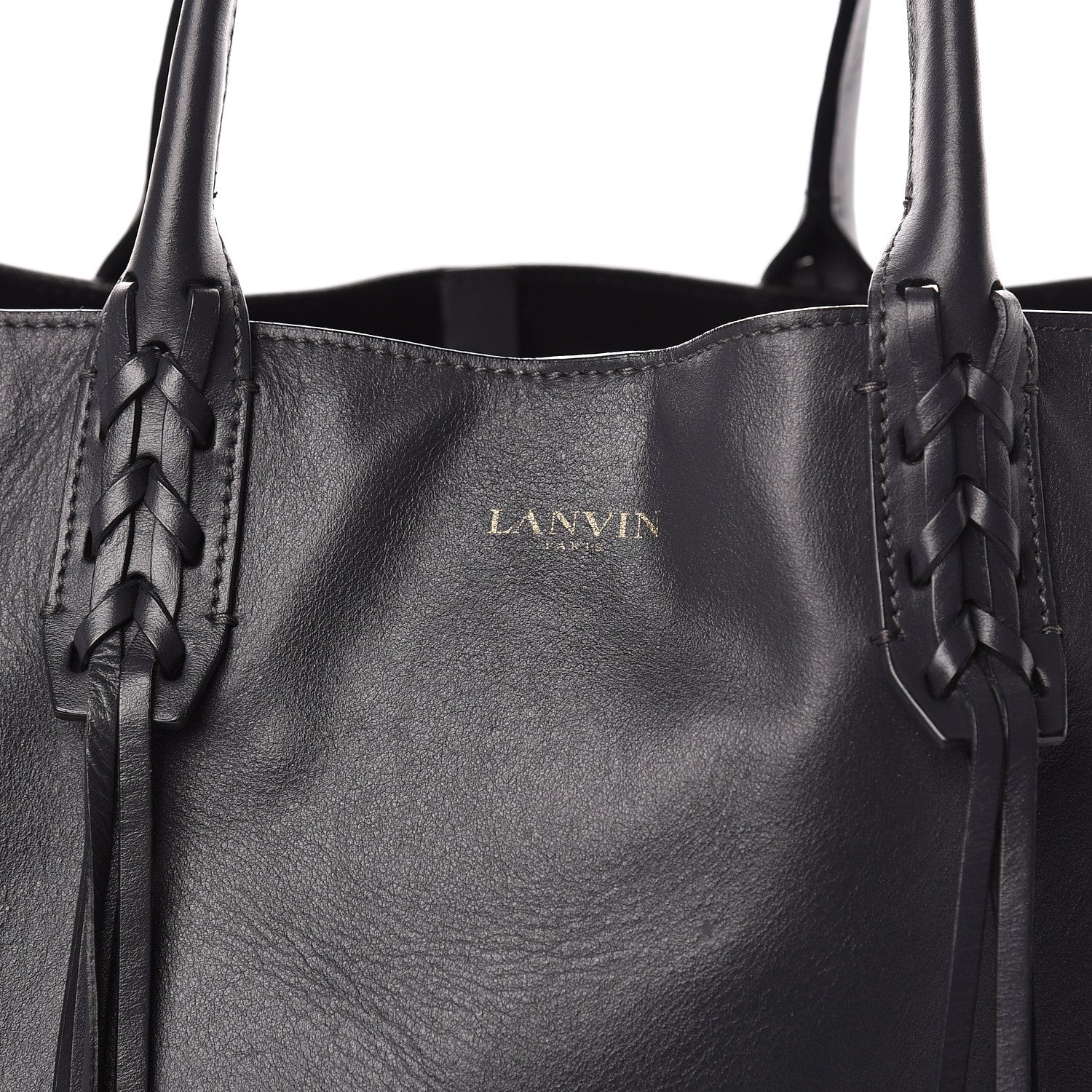 Lanvin Smooth Calfskin Small Fringe Shopper Tote Grey 9 of 15