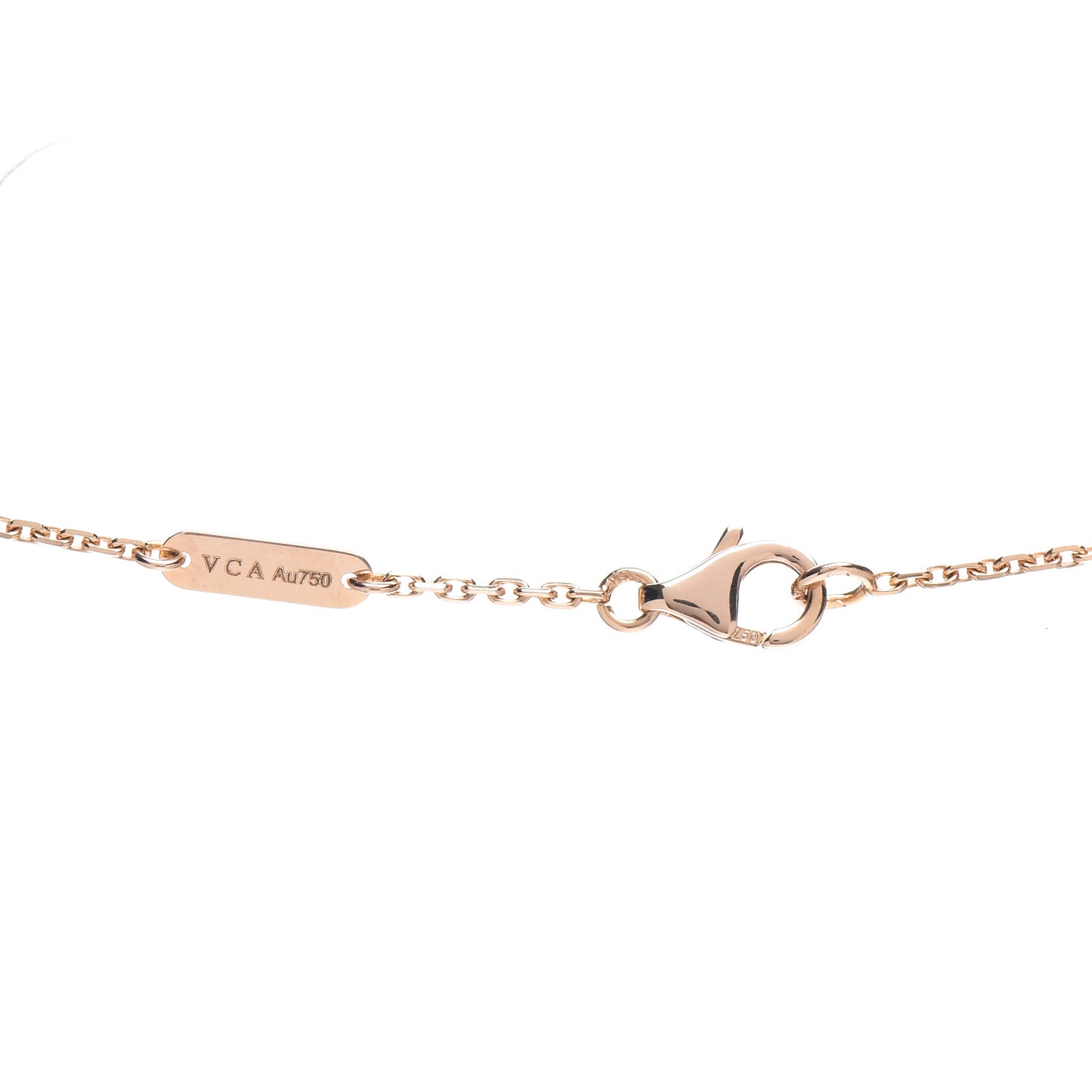 18K Rose Gold Diamond Grey Mother of Pearl Vintage Alhambra Pendant Necklace