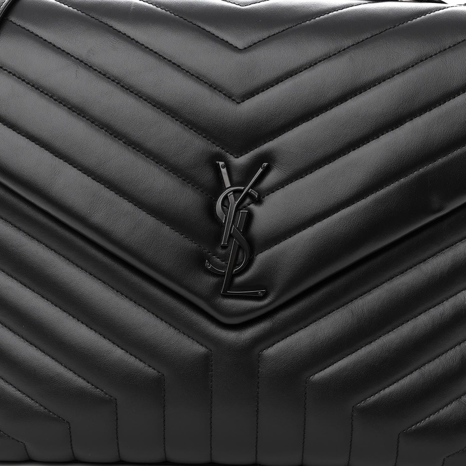 Saint Laurent Calfskin Y Quilted Monogram Monochrome Large Loulou Chain Satchel Black 7 of 10