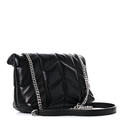 Saint Laurent Lambskin Quilted Toy Loulou Puffer Monogram Chain Satchel Black 3 of 10