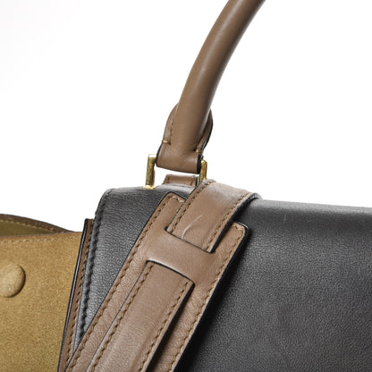 Celine Smooth Calfskin Suede Medium Tri-Color Trapeze Olive 13 of 31