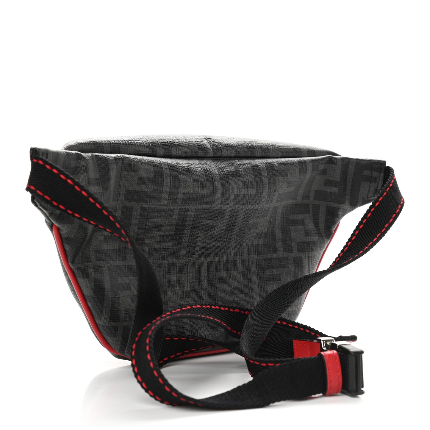 Glazed Fabric Vitello Century FF 1974 Pocket Belt Bag Black Rosso