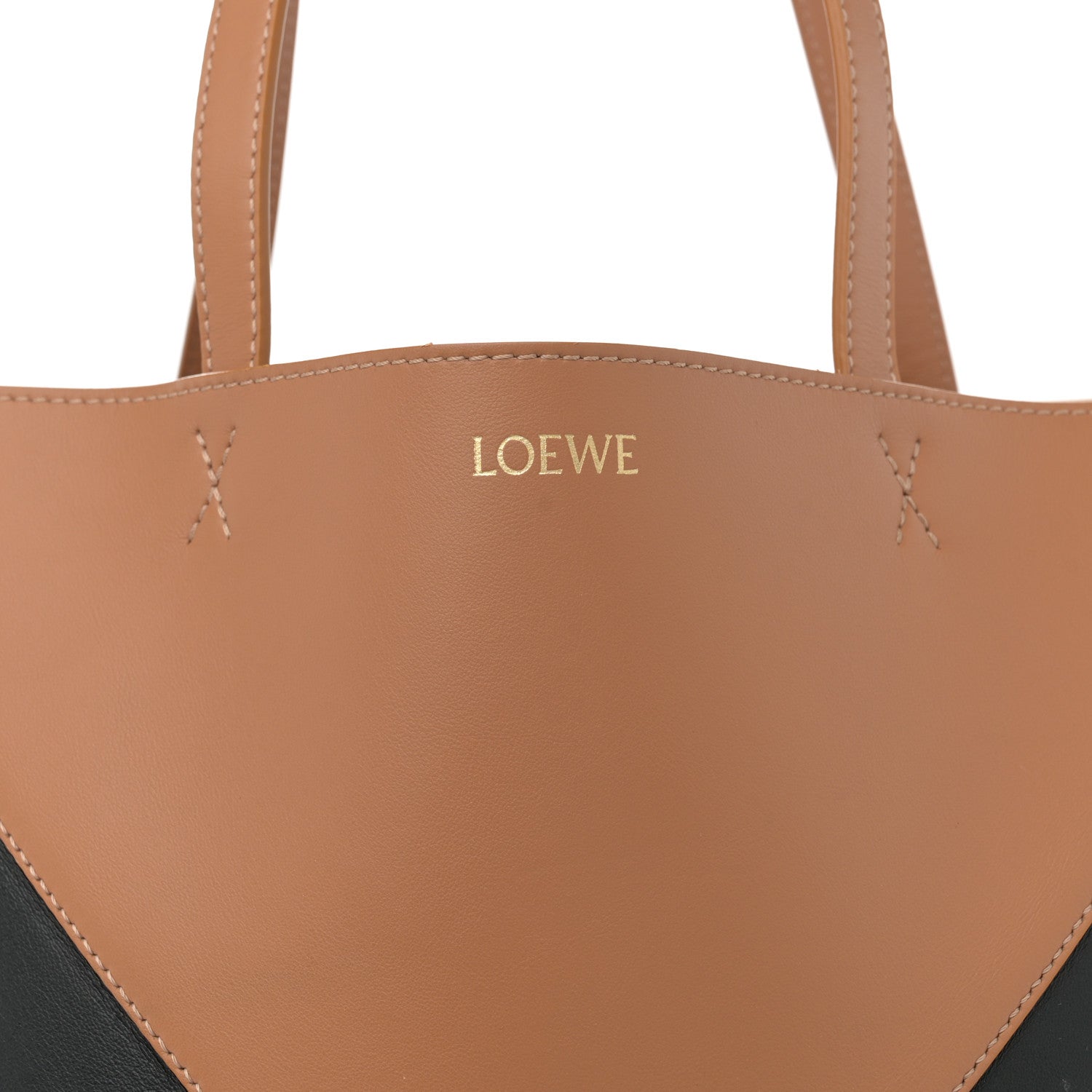 Loewe Shiny Calfskin Medium Puzzle Fold Tote Warm Desert Black 8 of 10