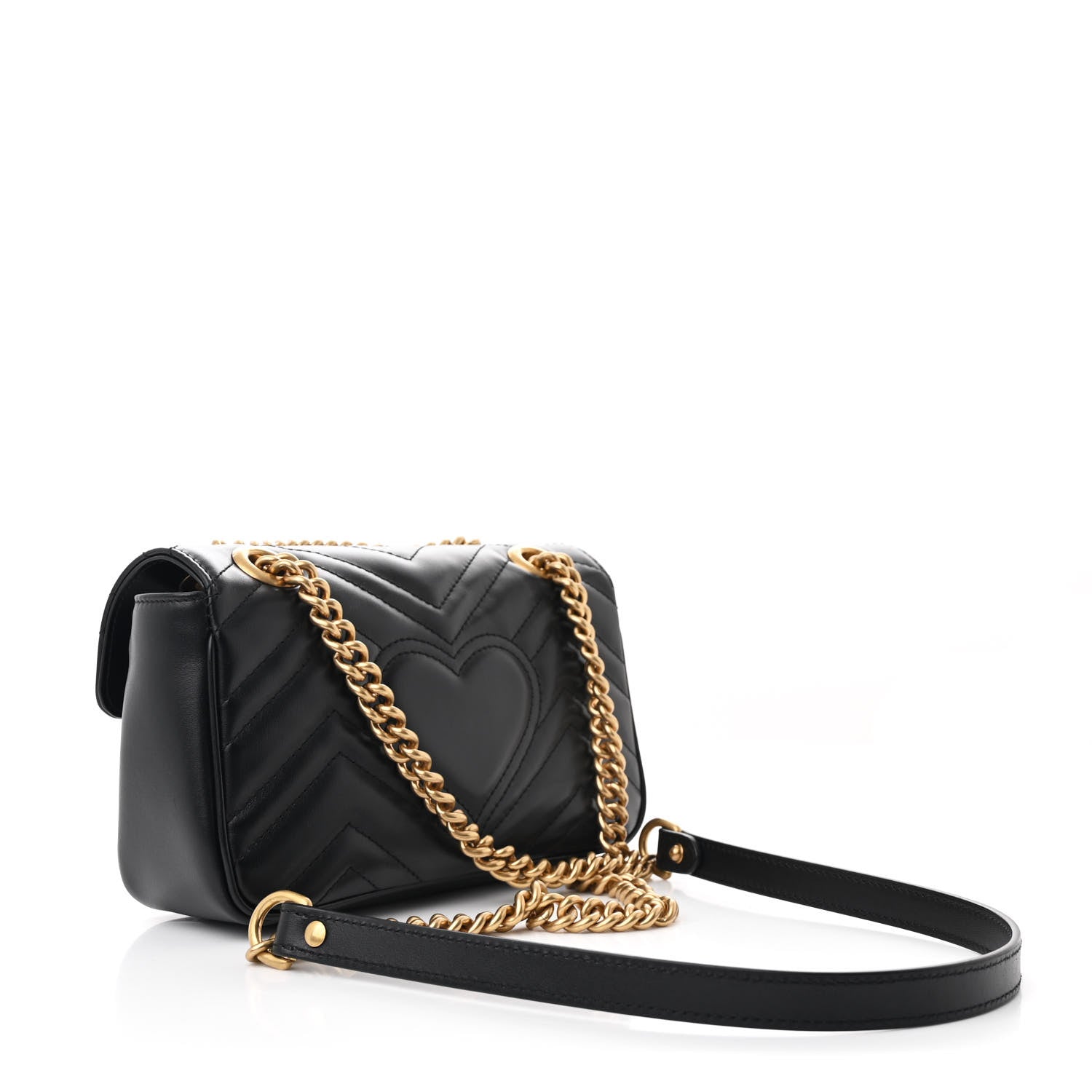 Gucci Calfskin Matelasse Mini GG Marmont Shoulder Bag Black 3 of 11