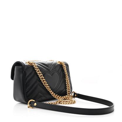 Gucci Calfskin Matelasse Mini GG Marmont Shoulder Bag Black 3 of 11