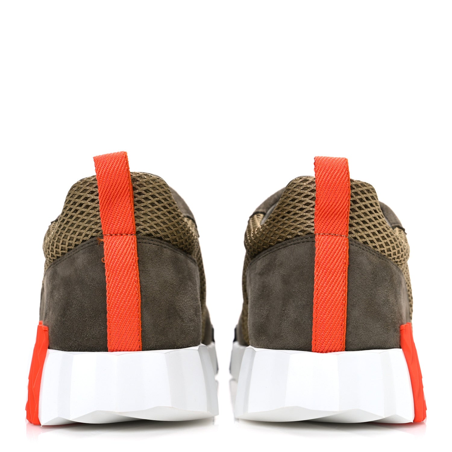 Hermes Air Mesh Suede Goatskin Mens Bouncing Sneakers 42 Vert
