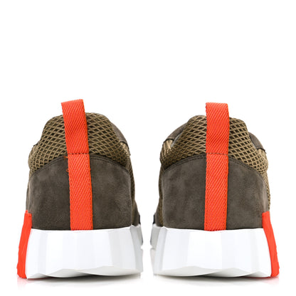 Hermes Air Mesh Suede Goatskin Mens Bouncing Sneakers 42 Vert Toundra 6 of 11
