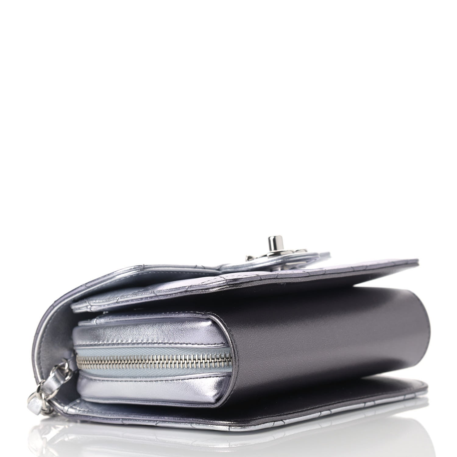 Chanel Metallic Lambskin Like A Wallet Flap Silvery Black 4 of 12