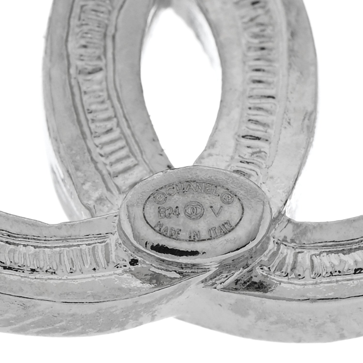 Chanel Crystal CC Bow Dangle Earrings Silver 4 of 4