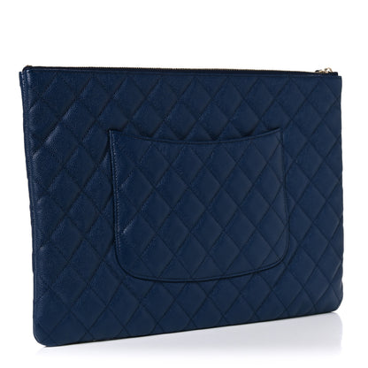 Chanel Caviar Quilted Large Cosmetic Case Navy 3 of 8