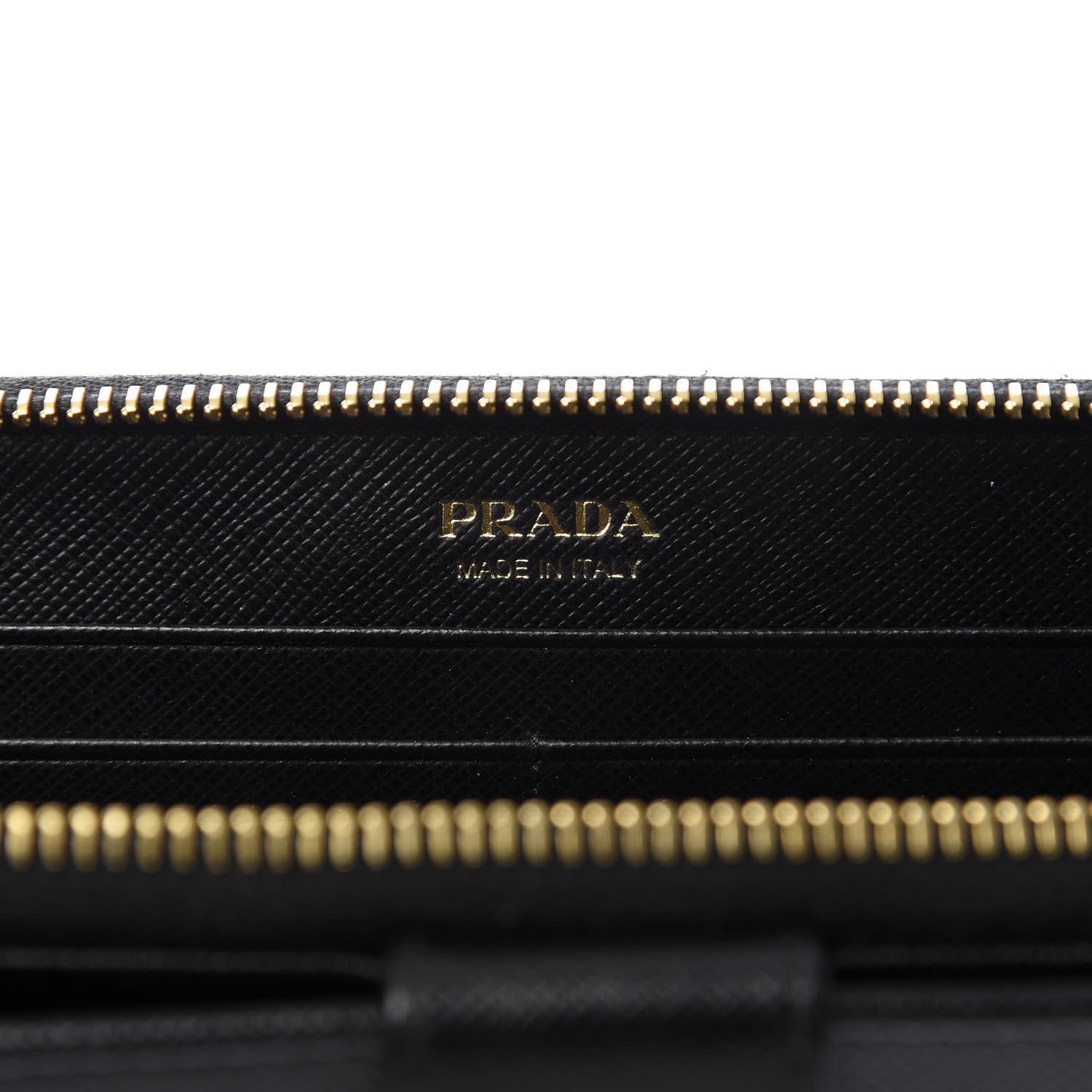 Prada Saffiano Metal Large Zip Around Wallet Black 6 of 7