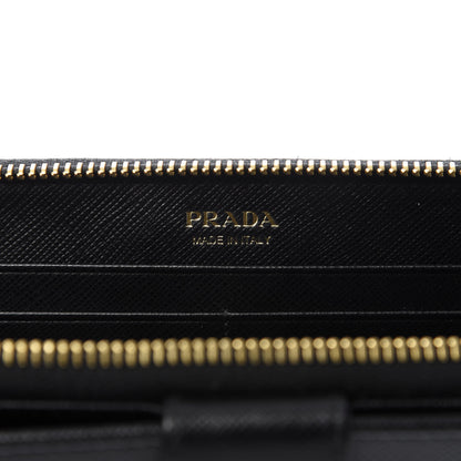 Prada Saffiano Metal Large Zip Around Wallet Black 6 of 7