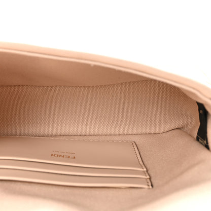 Fendi Canvas Vitello King Bi-Color Strap FF Embroidered Mini Baguette Poudre 5 of 9