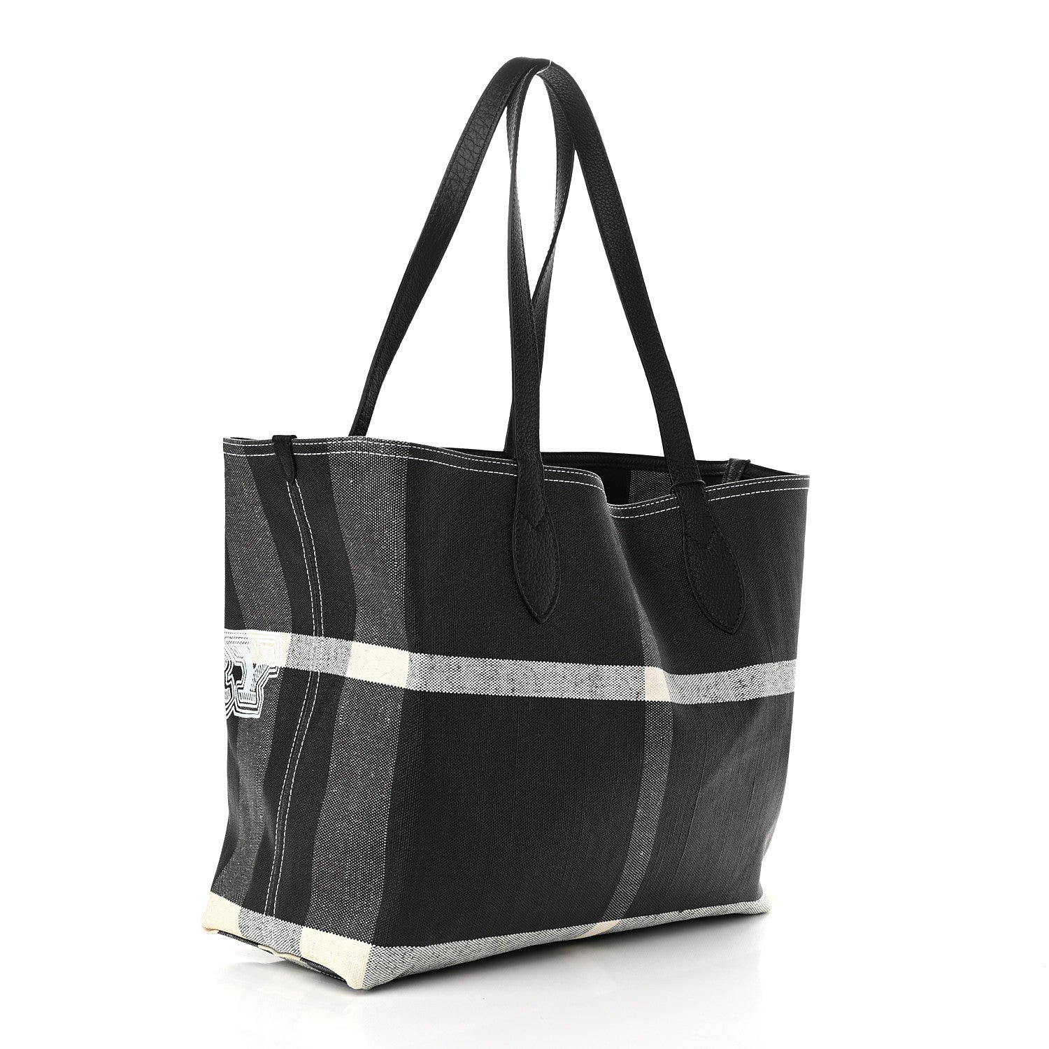 Burberry Coated Canvas Mega Check Medium Doodle Tote Black 3 of 9