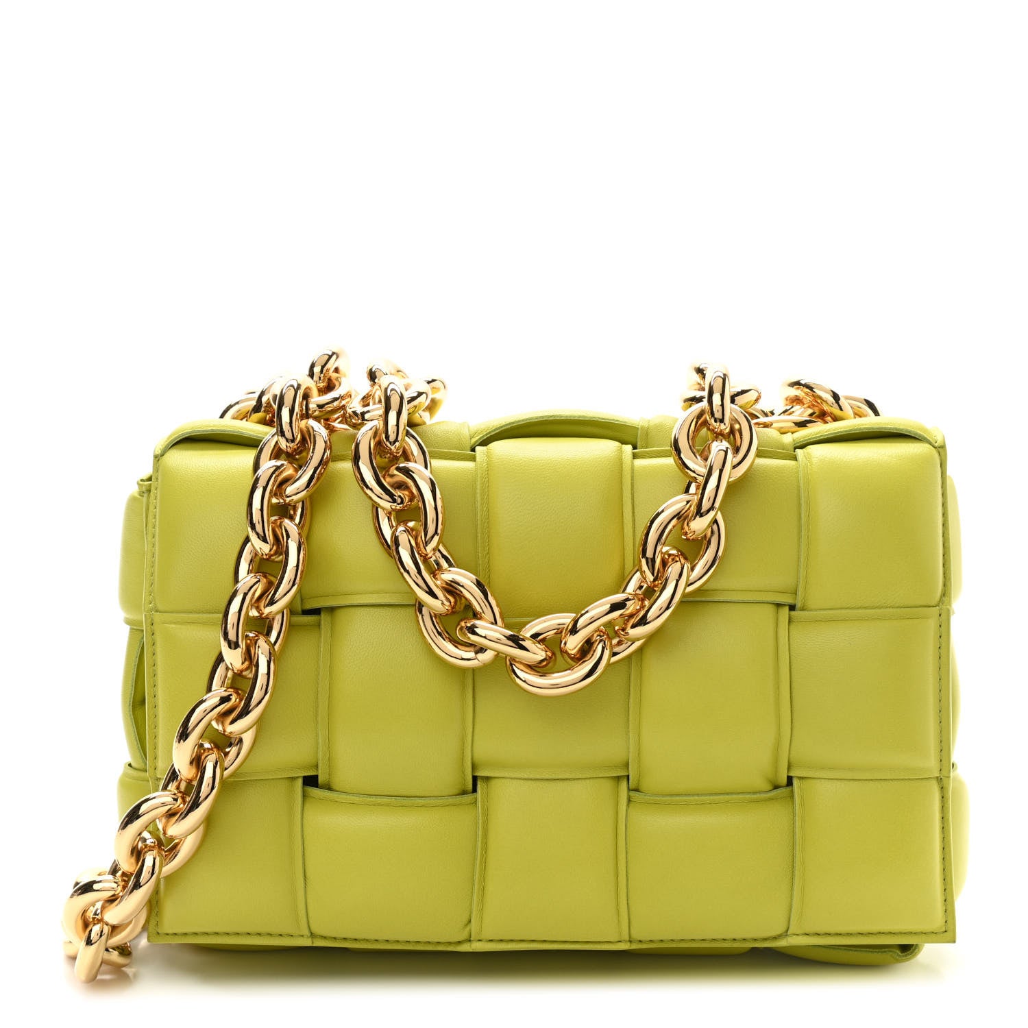 Bottega Veneta Lambskin Maxi Intreccio Padded Chain Cassette Crossbody Bag Kiwi 1 of 10