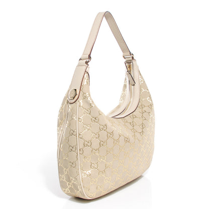 Gucci Suede GG Monogram Medium Charmy Hobo Off White Gold 3 of 7
