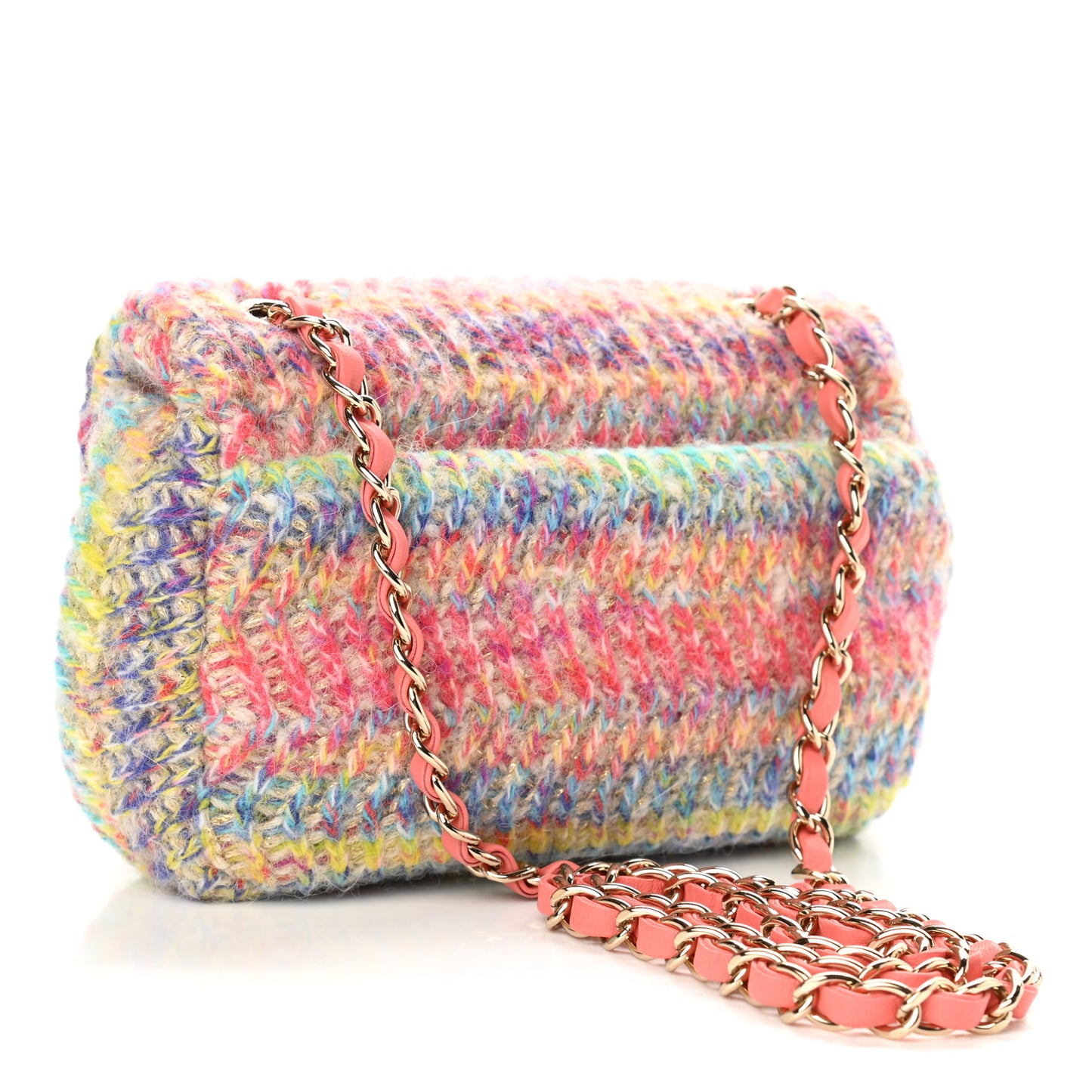 Knit Mini Rectangular Flap Orange Multicolor