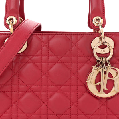 Christian Dior Lambskin Cannage Medium Lady Dior Red 8 of 12